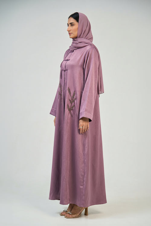 Lavender Blossom Embroidered Abaya – hover image