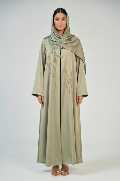 Sage Blossom Embroidered Abaya