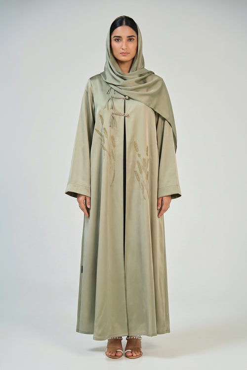 Sage Blossom Embroidered Abaya