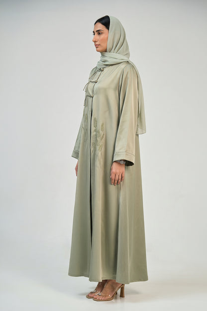 Sage Blossom Embroidered Abaya