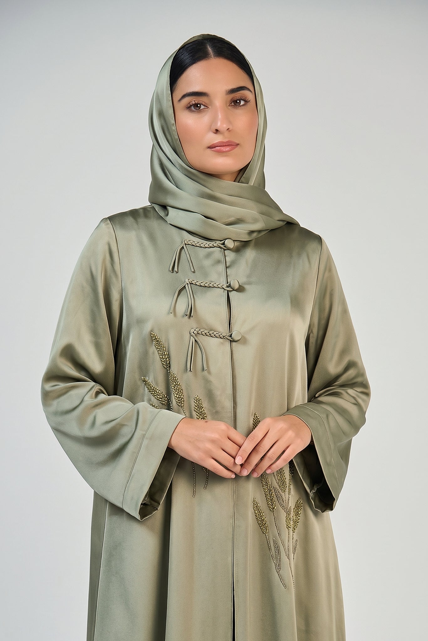 Sage Blossom Embroidered Abaya