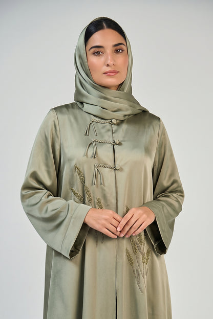 Sage Blossom Embroidered Abaya