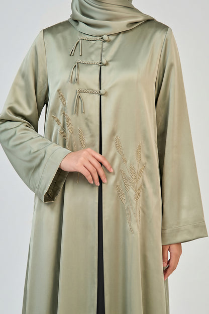 Sage Blossom Embroidered Abaya