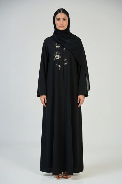 Midnight Bloom Embroidered Abaya