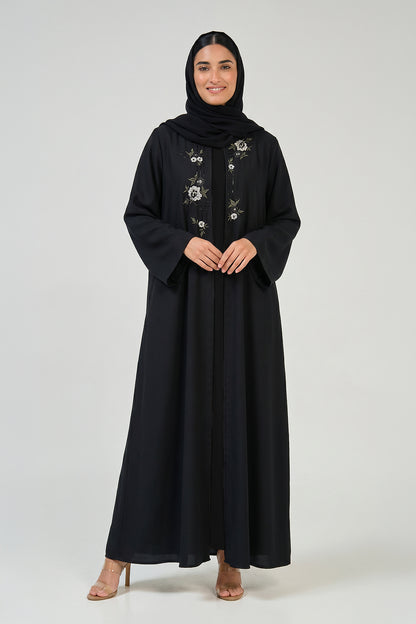 Midnight Bloom Embroidered Abaya