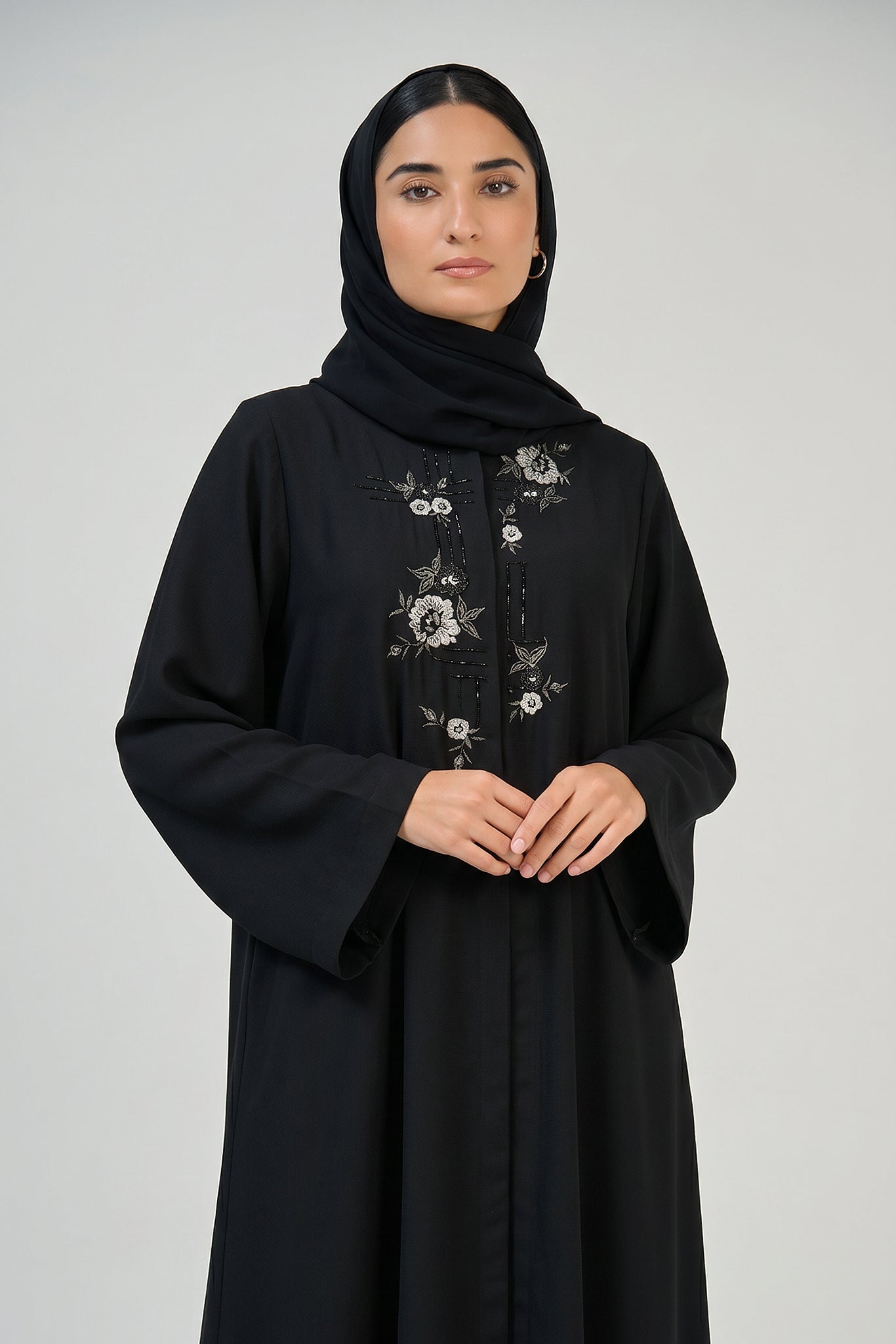 Midnight Bloom Embroidered Abaya