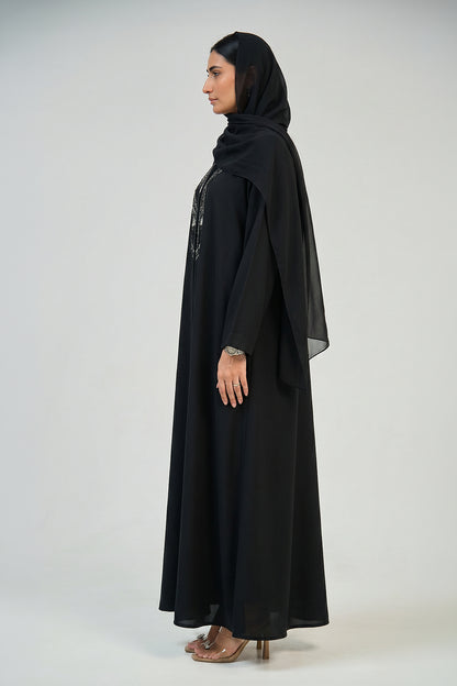 Midnight Bloom Embroidered Abaya