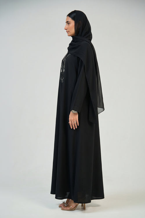 Midnight Bloom Embroidered Abaya – hover image