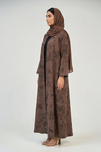 Mocha Botanical Printed Abaya