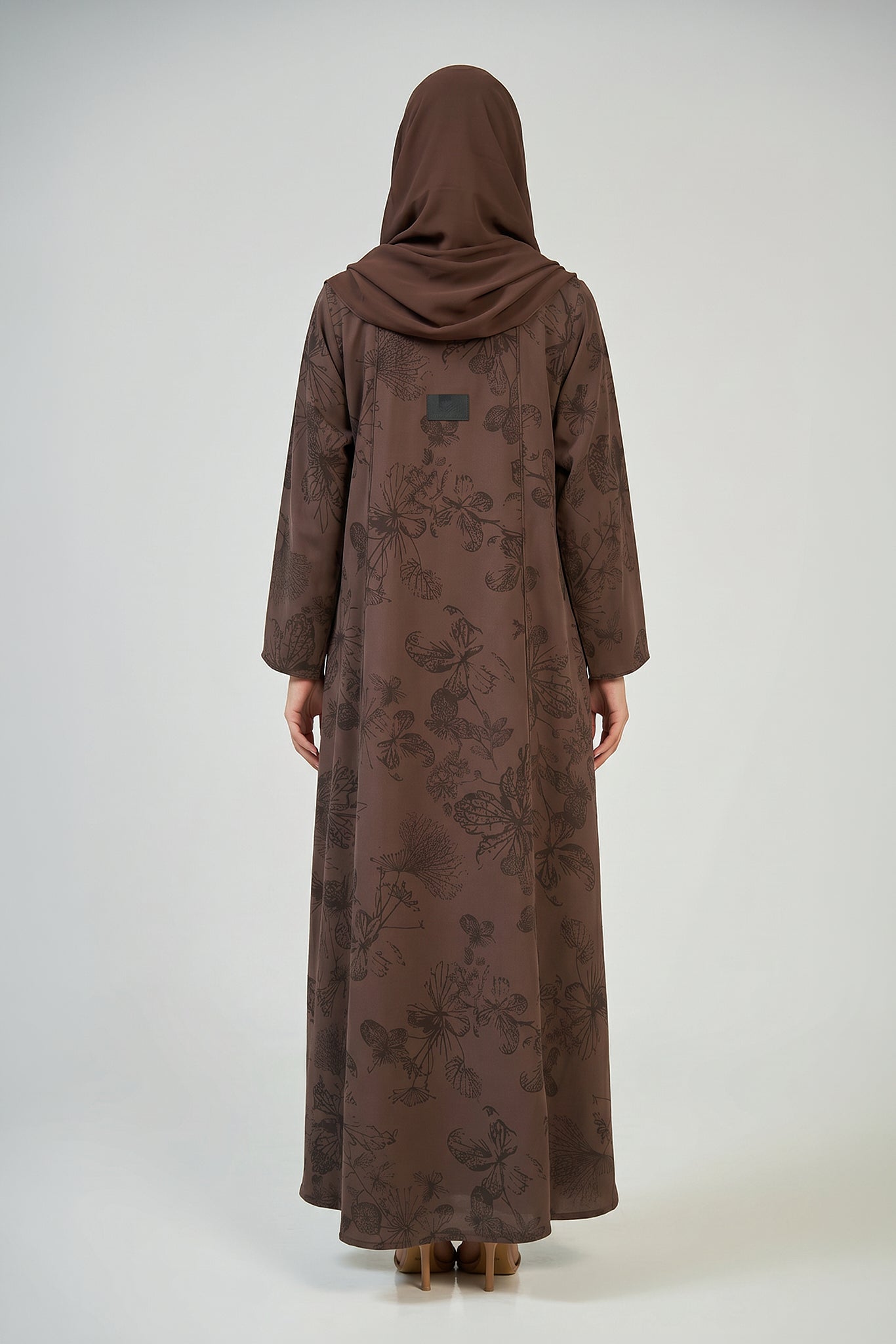 Mocha Botanical Printed Abaya