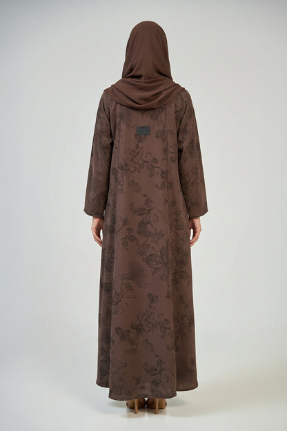 Mocha Botanical Printed Abaya