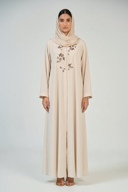 Ivory Bloom Embroidered Abaya