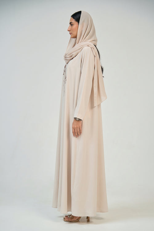 Ivory Bloom Embroidered Abaya – hover image