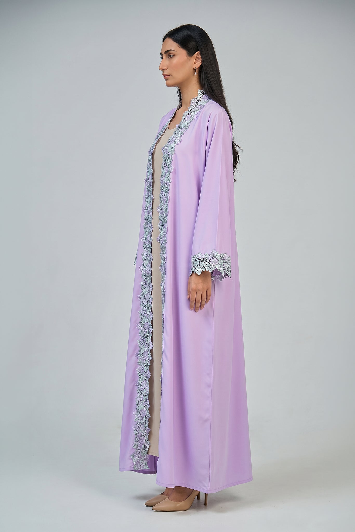 Lavender Blossom Lace Abaya