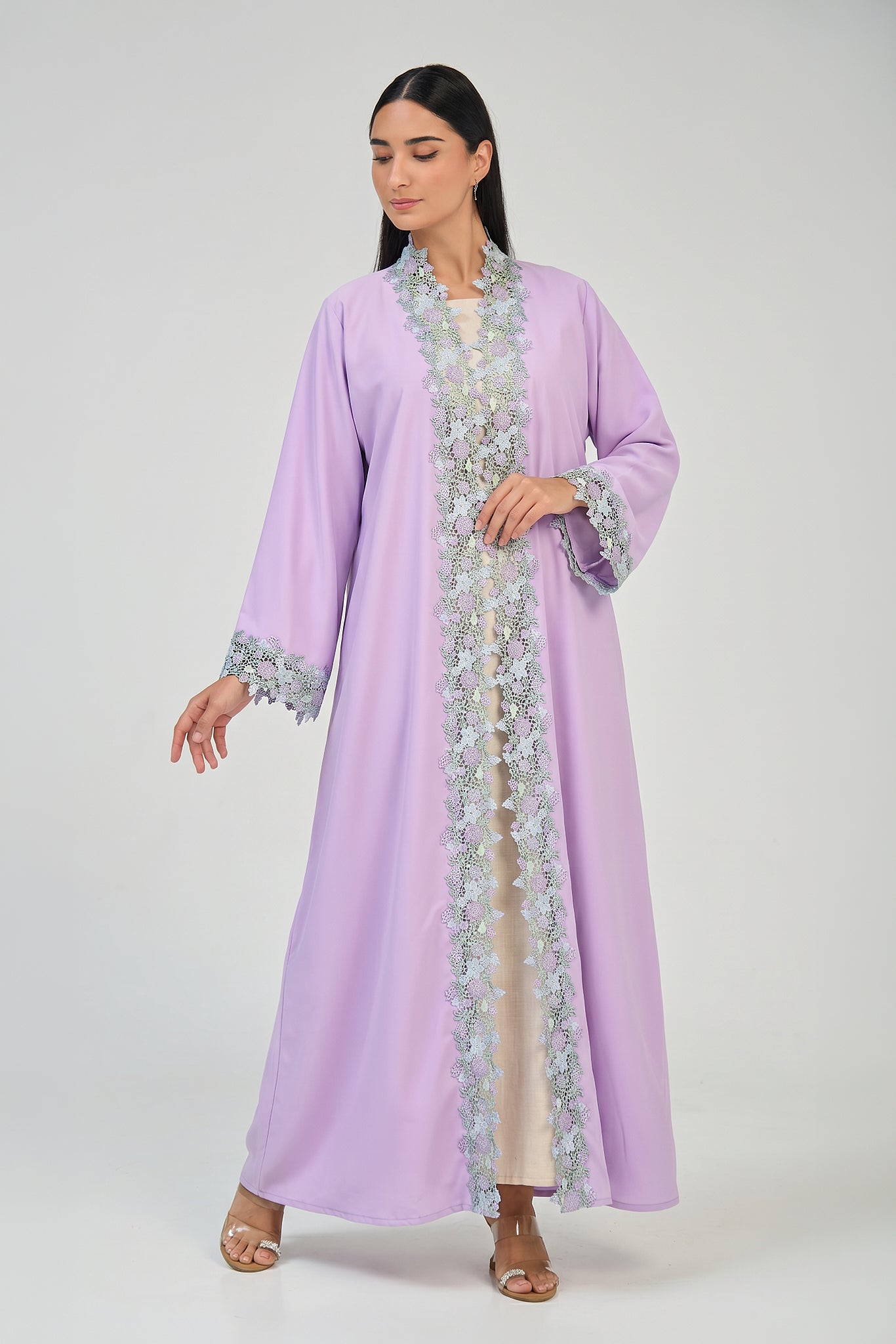 Lavender Blossom Lace Abaya