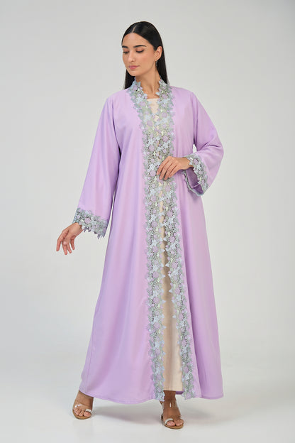 Lavender Blossom Lace Abaya