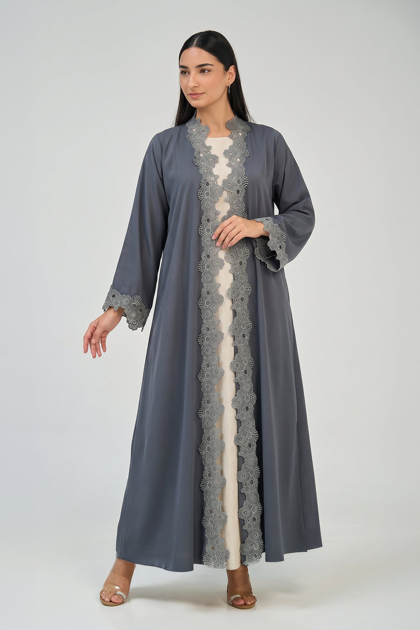 Moonstone Lace Abaya Set