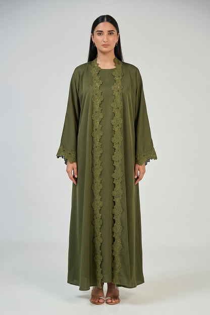 Olive Grace Lace Abaya Set