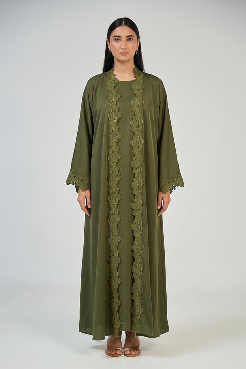 Olive Grace Lace Abaya Set
