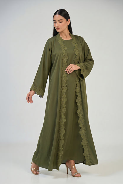 Olive Grace Lace Abaya Set