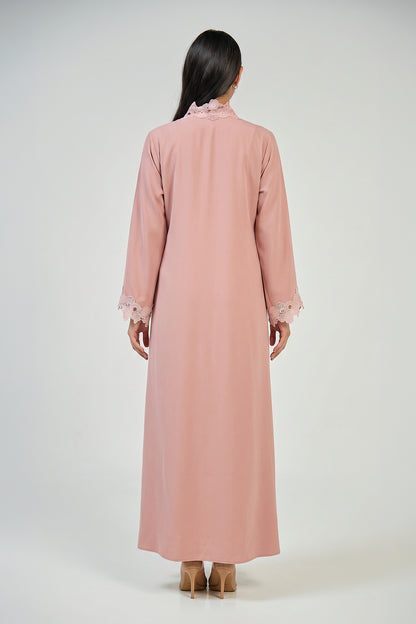 Blush Bloom Lace Abaya Set