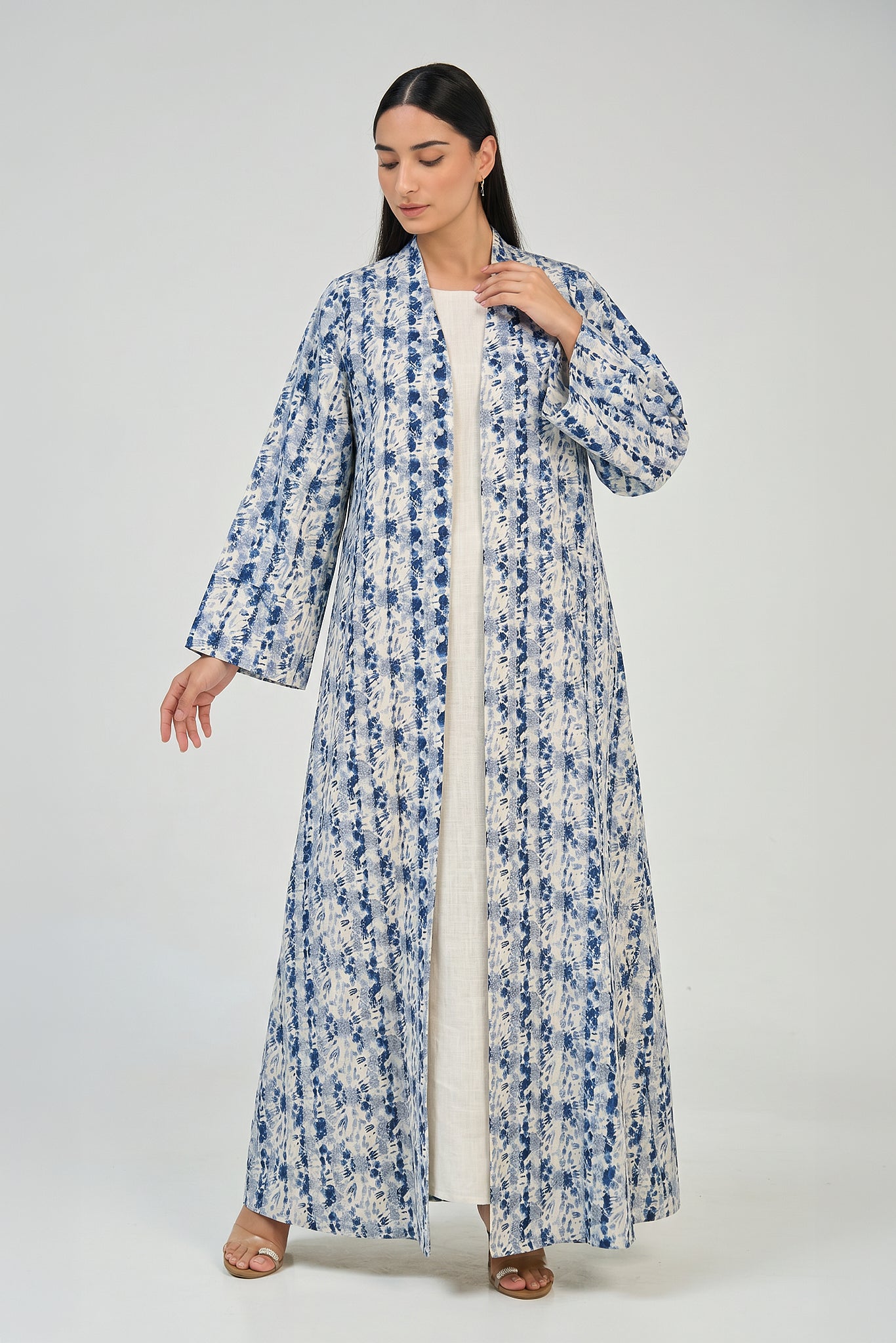 Ocean Marble Open Abaya Set
