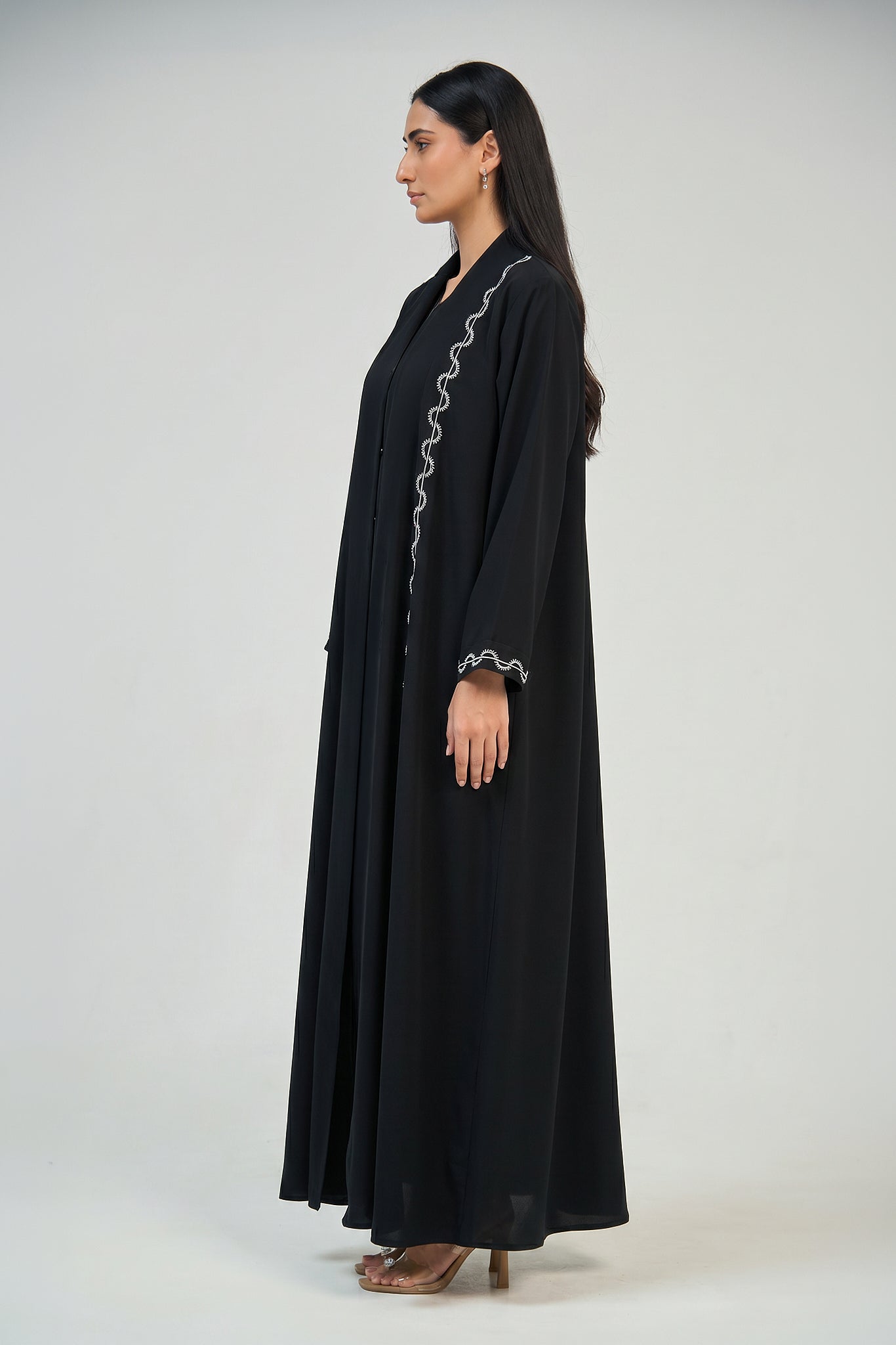Noir Silver Edge Abaya Set