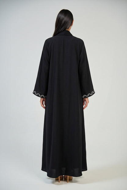 Noir Silver Edge Abaya Set