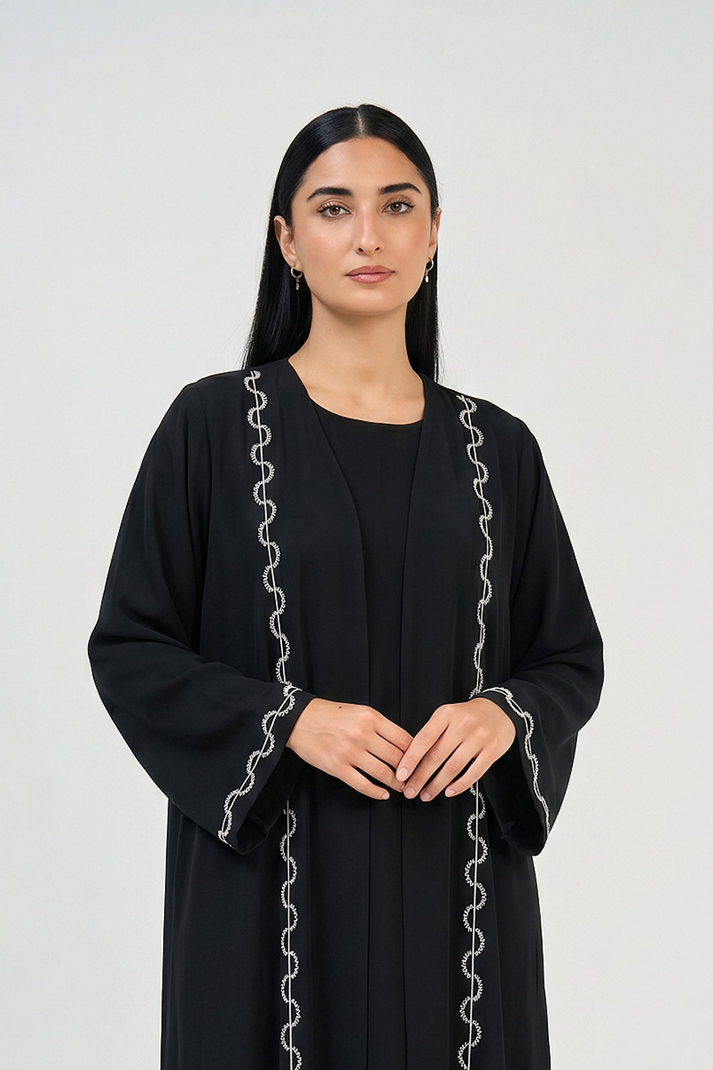 Noir Silver Edge Abaya Set