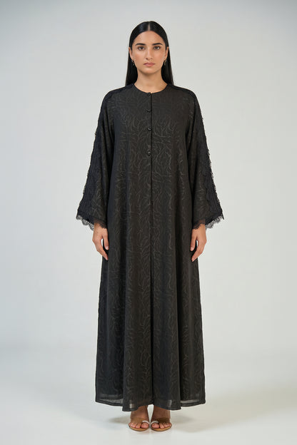 Midnight Lace Sleeve Abaya