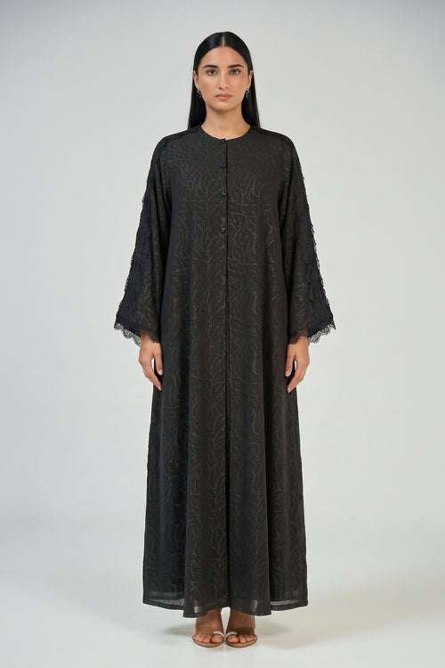 Midnight Lace Sleeve Abaya