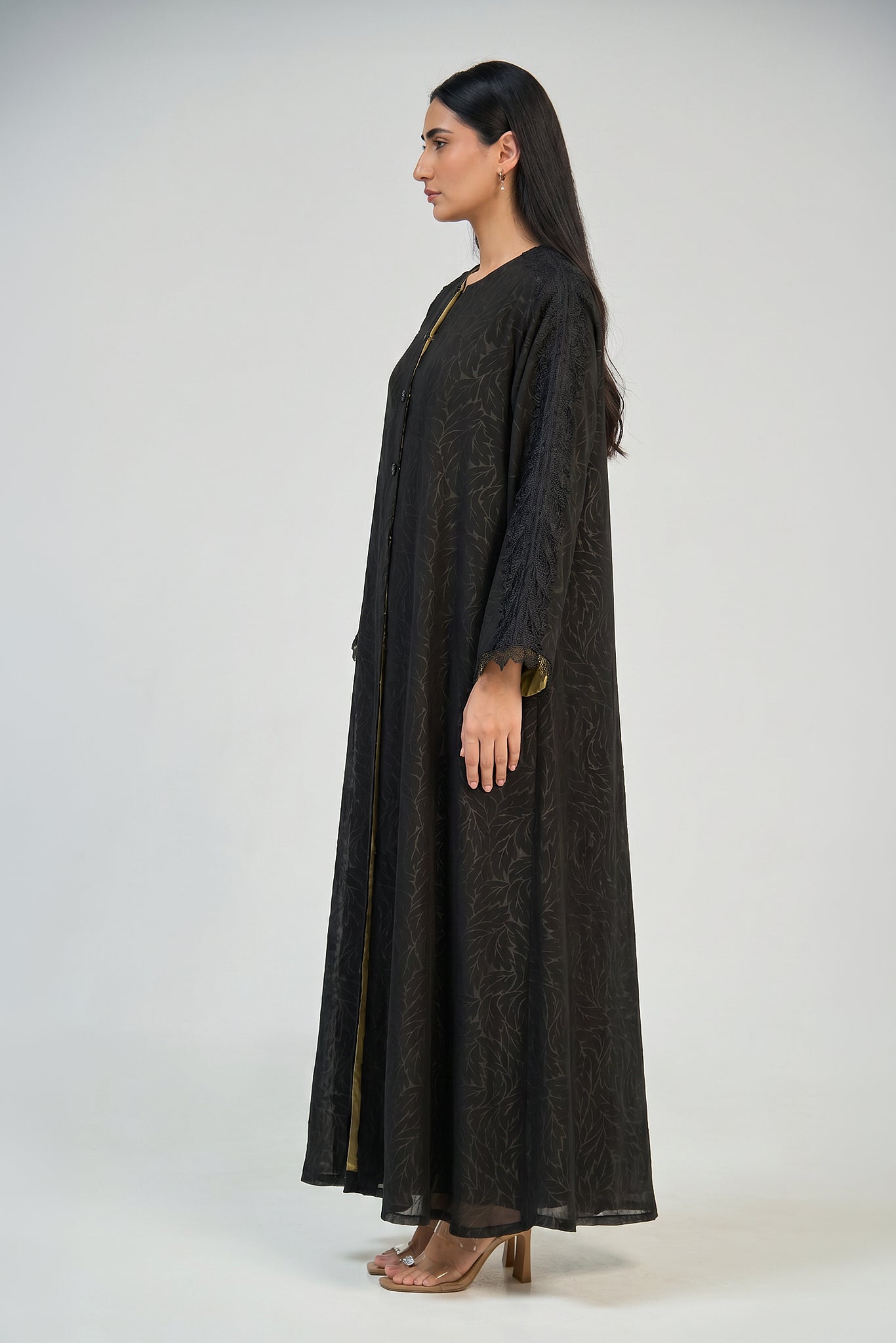 Midnight Lace Sleeve Abaya