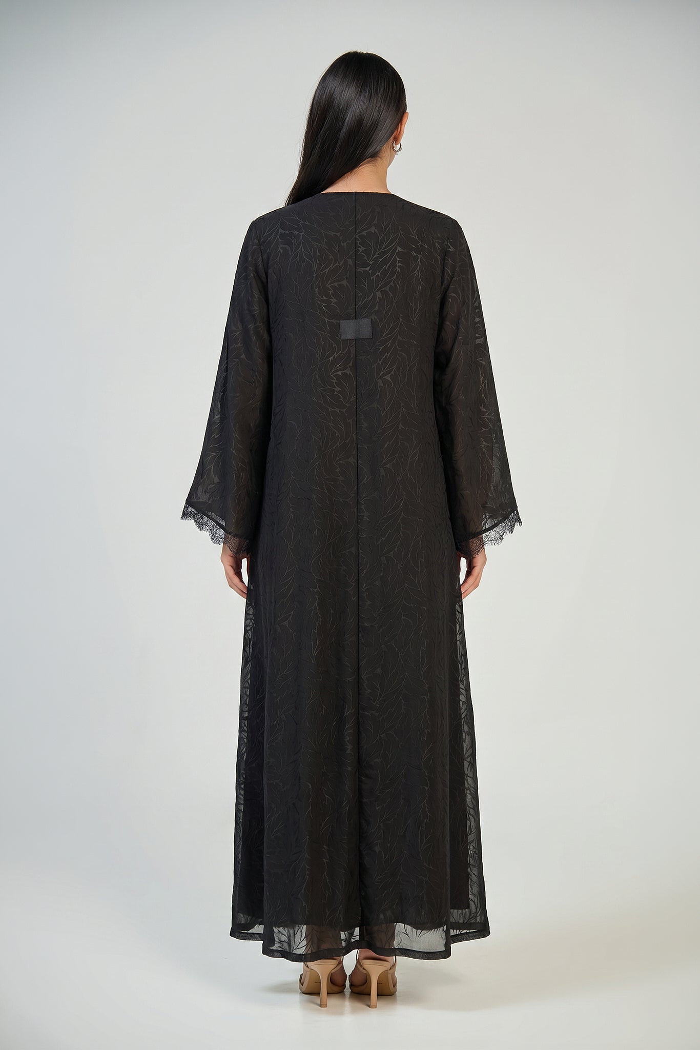Midnight Lace Sleeve Abaya