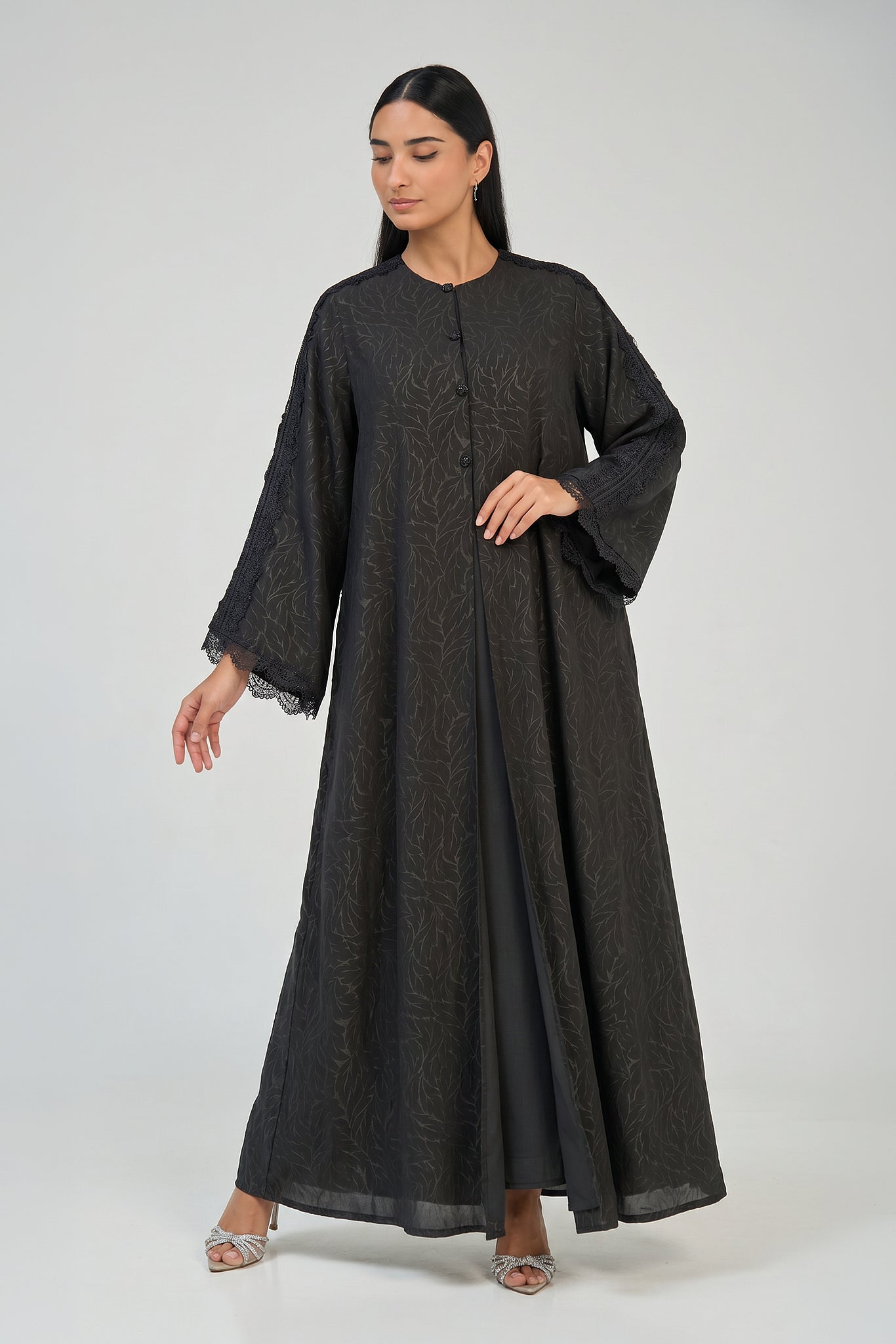 Midnight Lace Sleeve Abaya