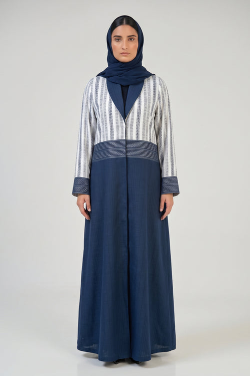 Striped Contrast Panel Abaya