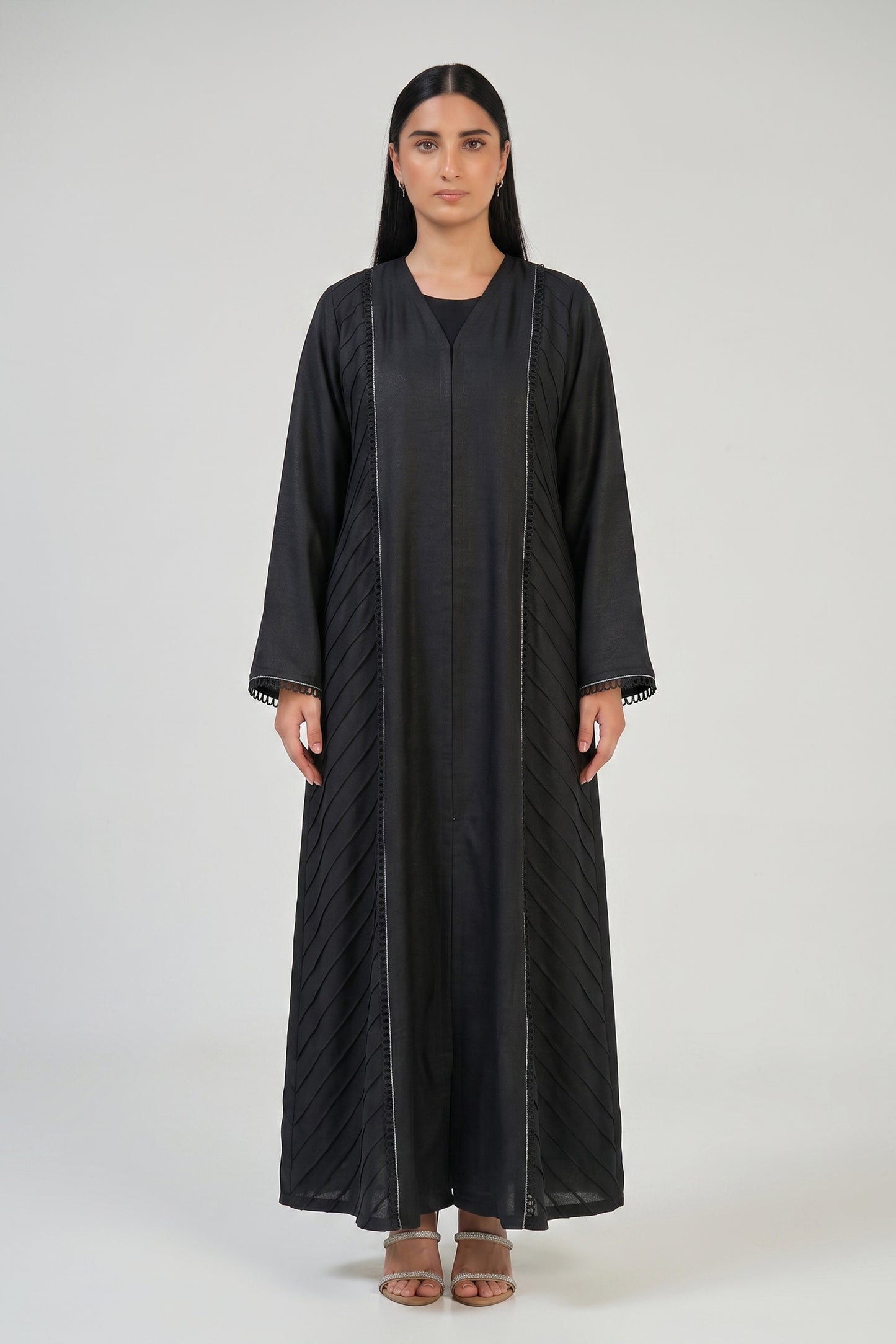 Pleated Panel Abaya with Elegant Minimal Detailing