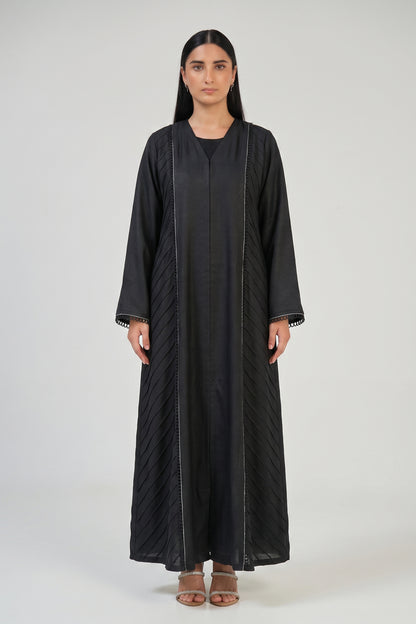 Pleated Panel Abaya with Elegant Minimal Detailing