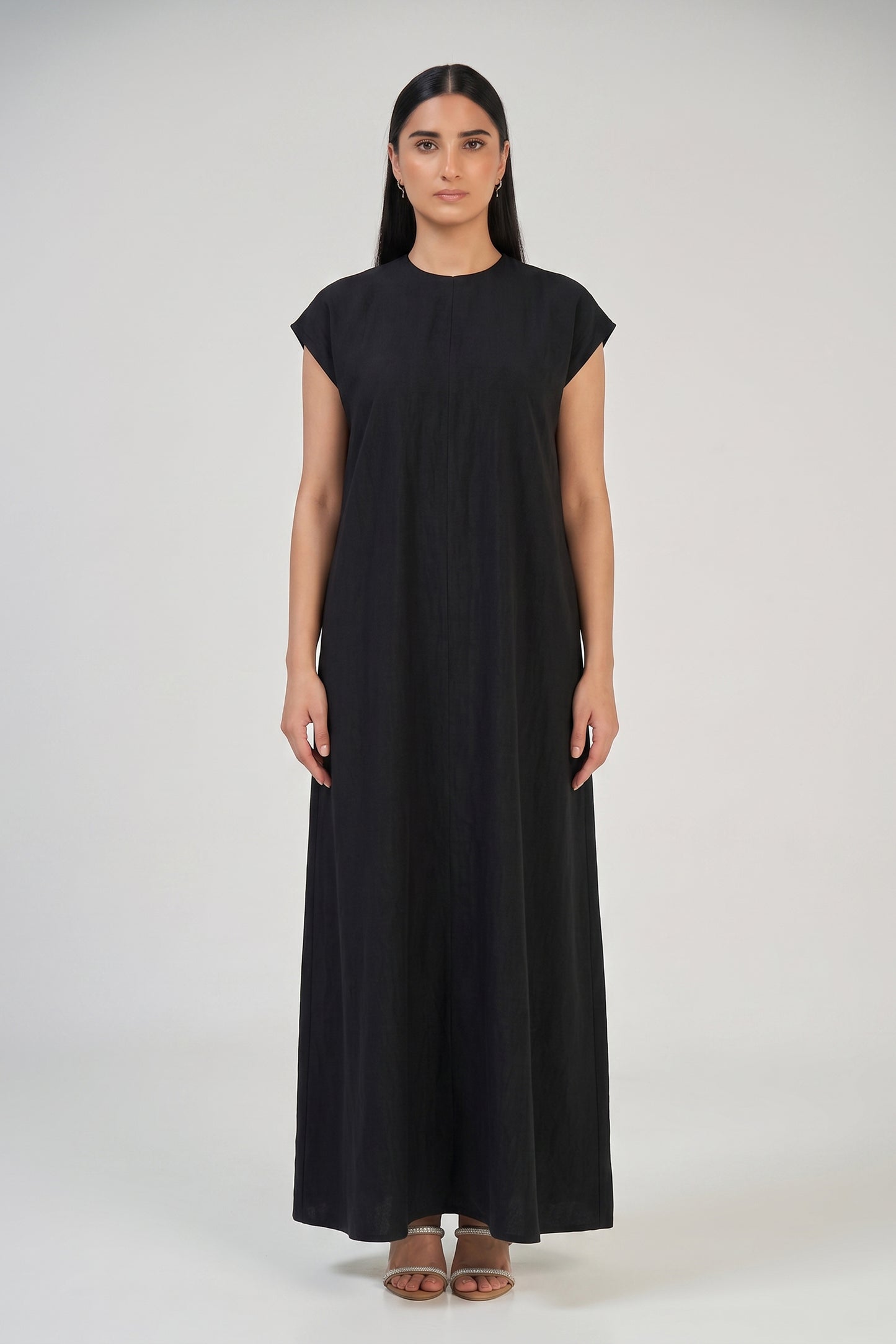 Black Minimalist Cap Sleeve Inner Dress