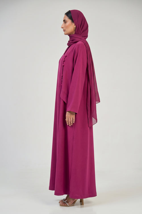 Structure Abaya with Asymmetric Button Detail – hover image