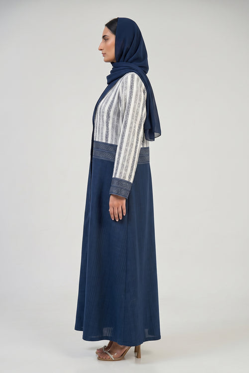 Striped Contrast Panel Abaya – hover image