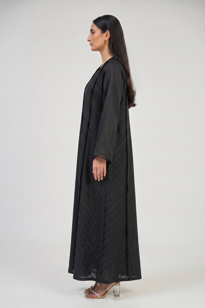 Pleated Panel Abaya with Elegant Minimal Detailing
