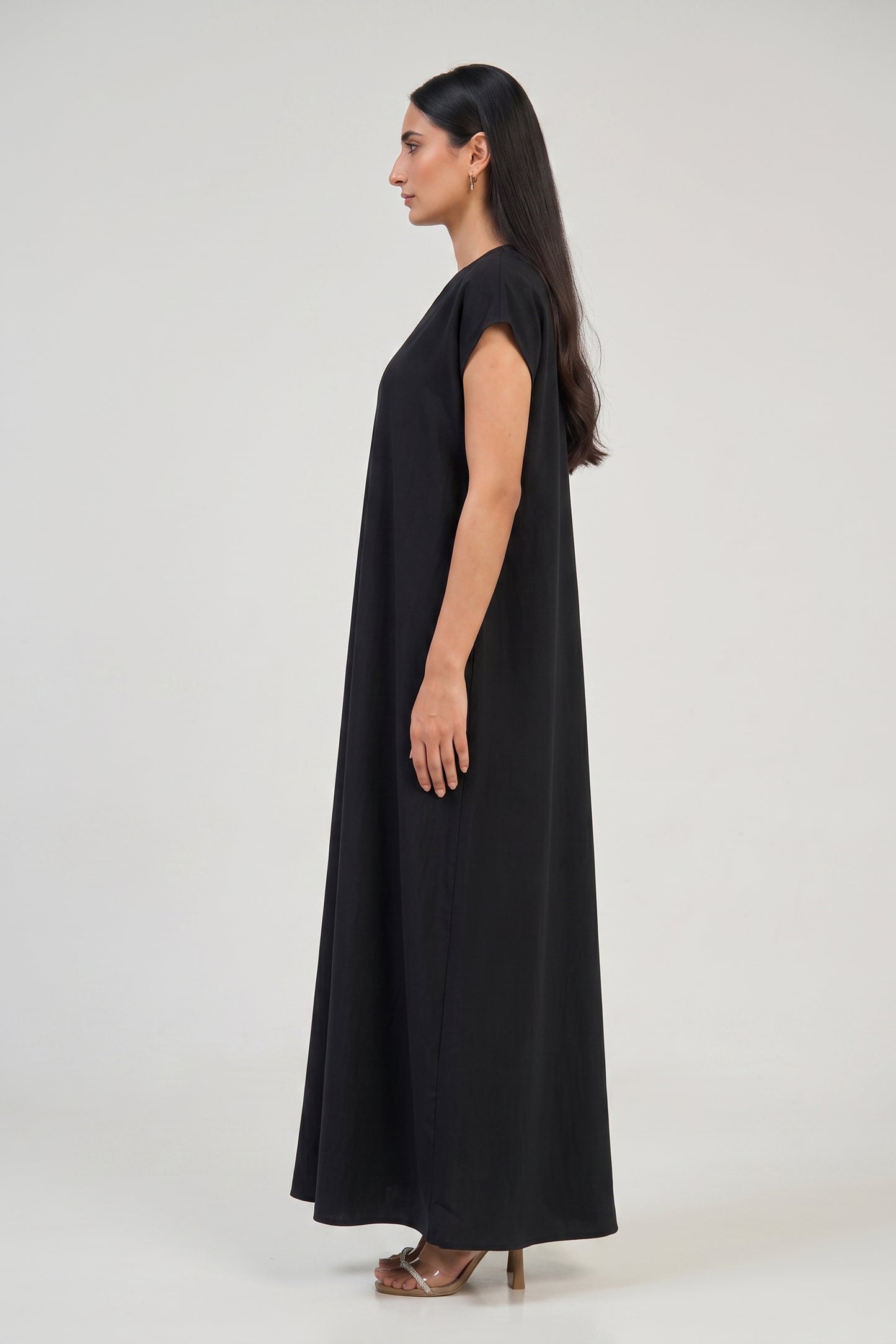 Black Minimalist Cap Sleeve Inner Dress