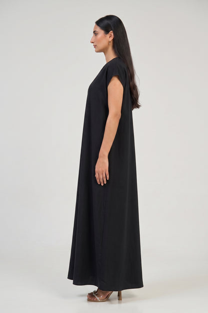 Black Minimalist Cap Sleeve Inner Dress