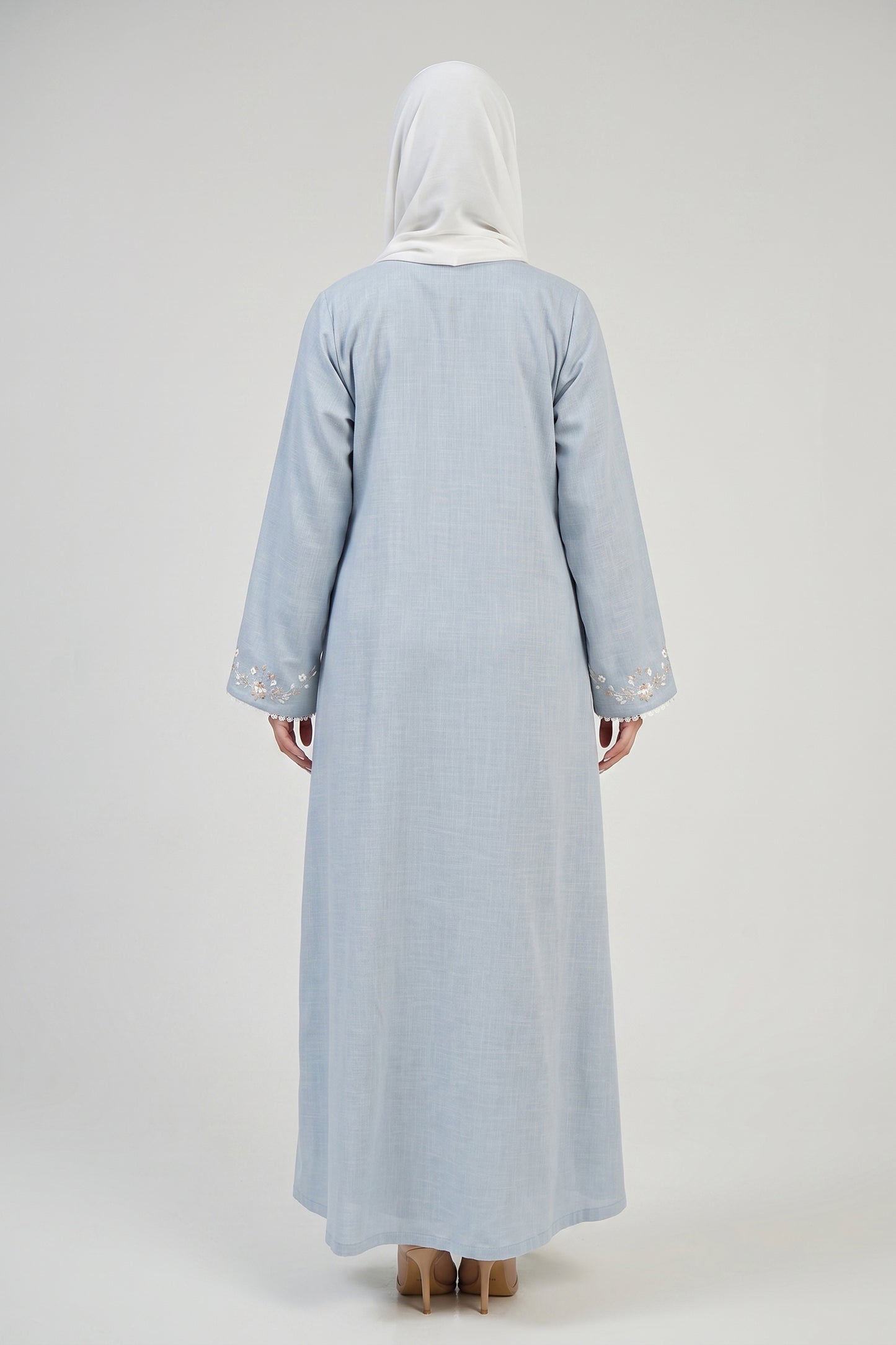 Minimal Embroidered Button Abaya