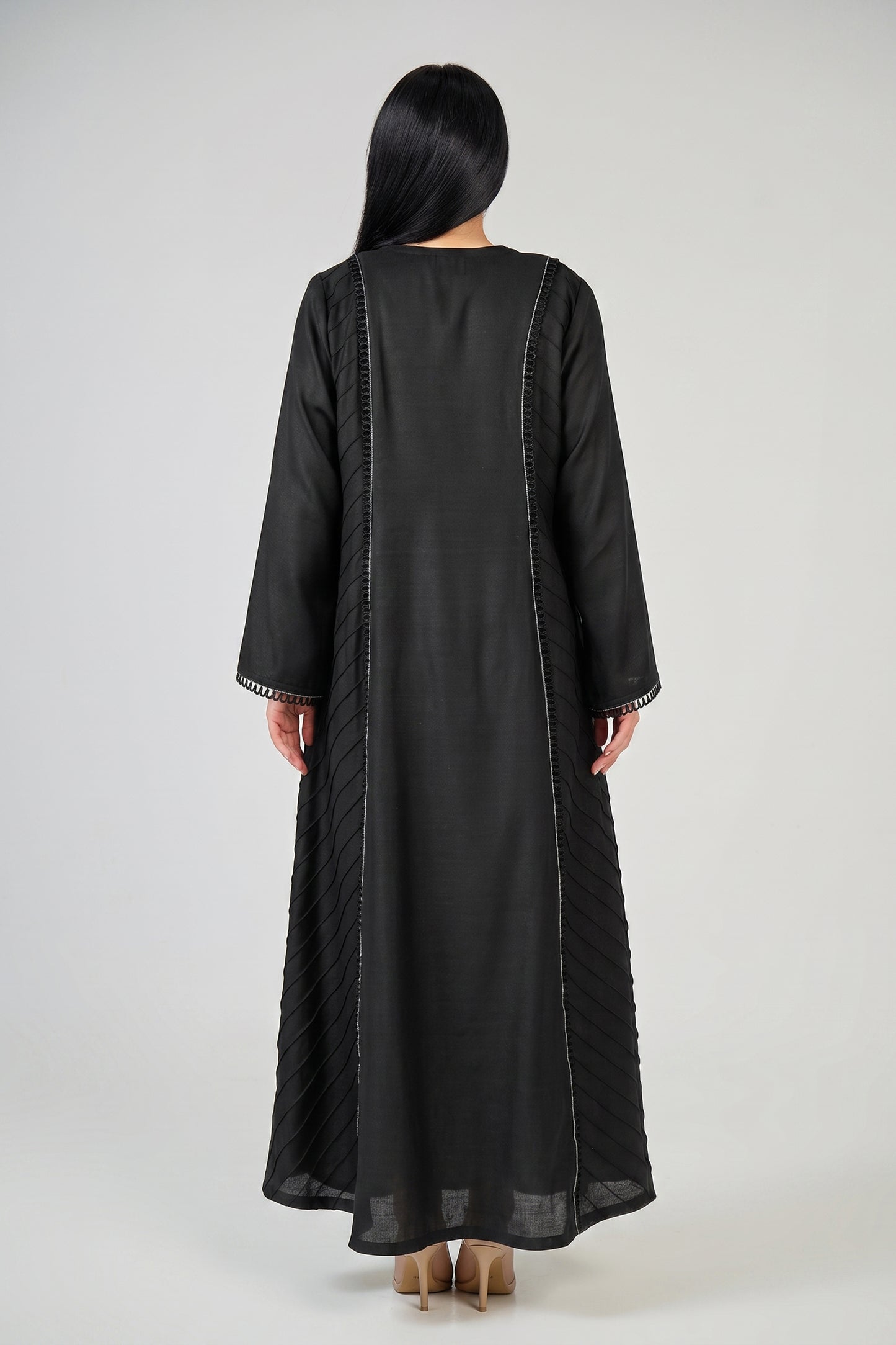 Pleated Panel Abaya with Elegant Minimal Detailing