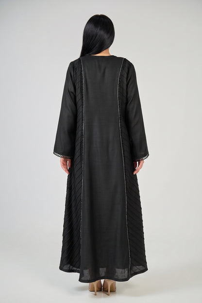 Pleated Panel Abaya with Elegant Minimal Detailing