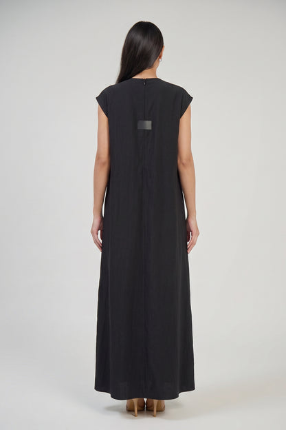 Black Minimalist Cap Sleeve Inner Dress