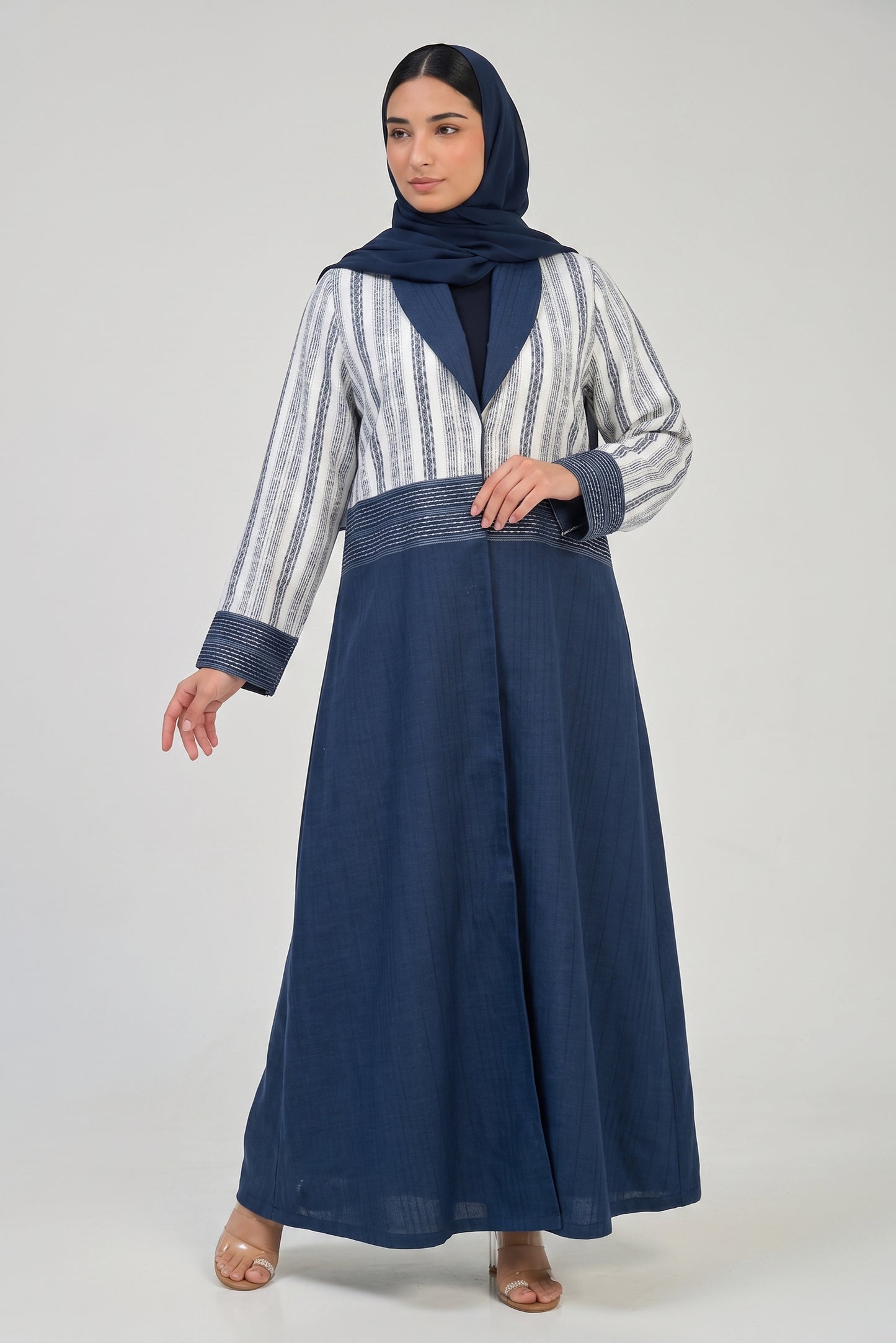 Striped Contrast Panel Abaya