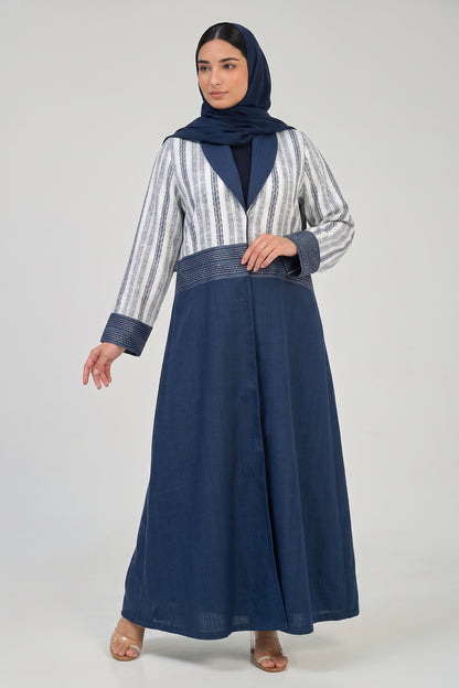 Striped Contrast Panel Abaya