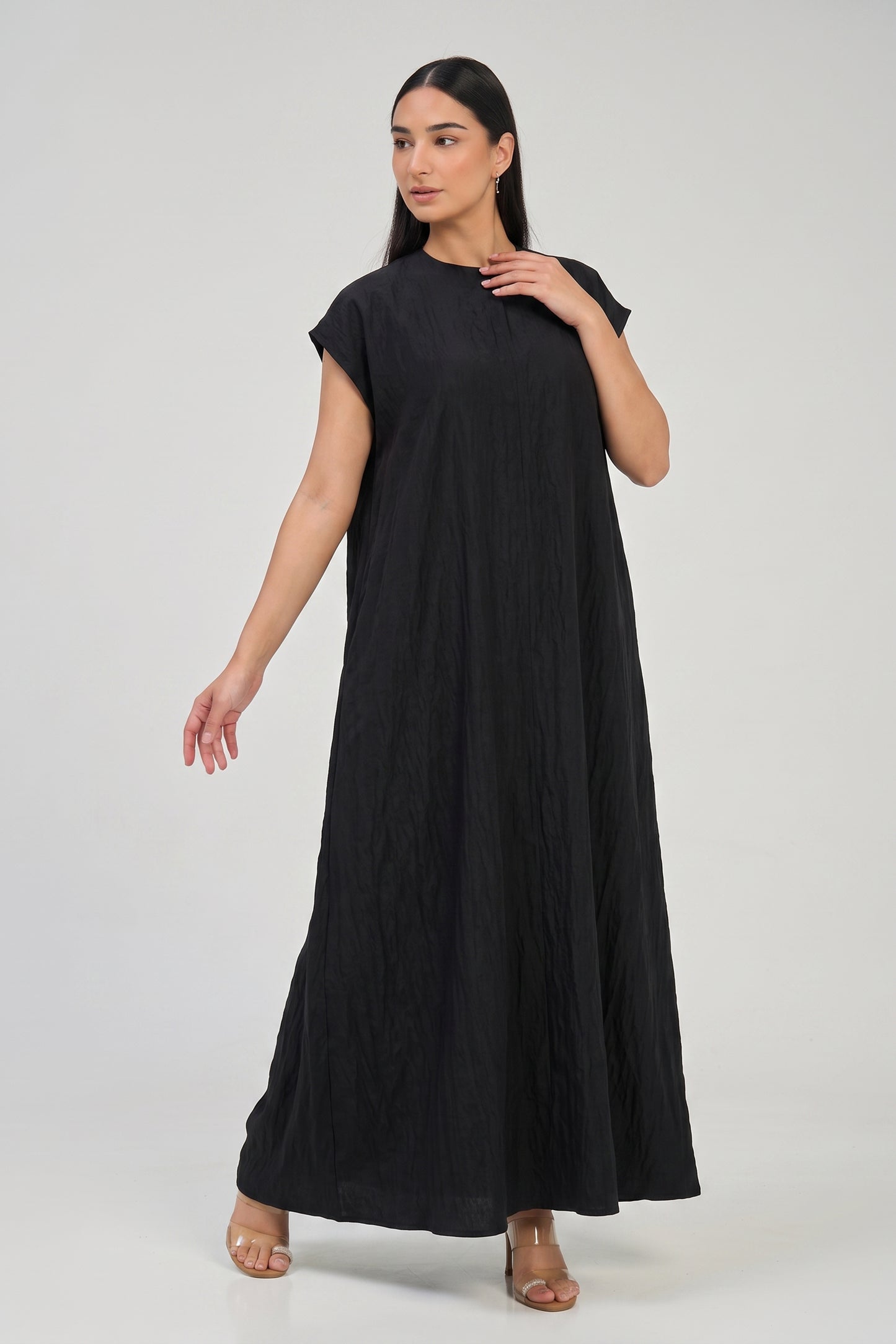 Black Minimalist Cap Sleeve Inner Dress